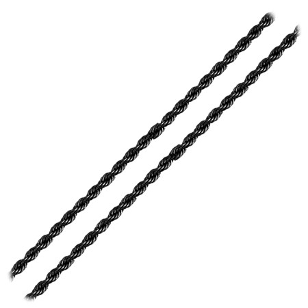 Stainless Steel Black IP Rope Chain - 3mm - Click Image to Close